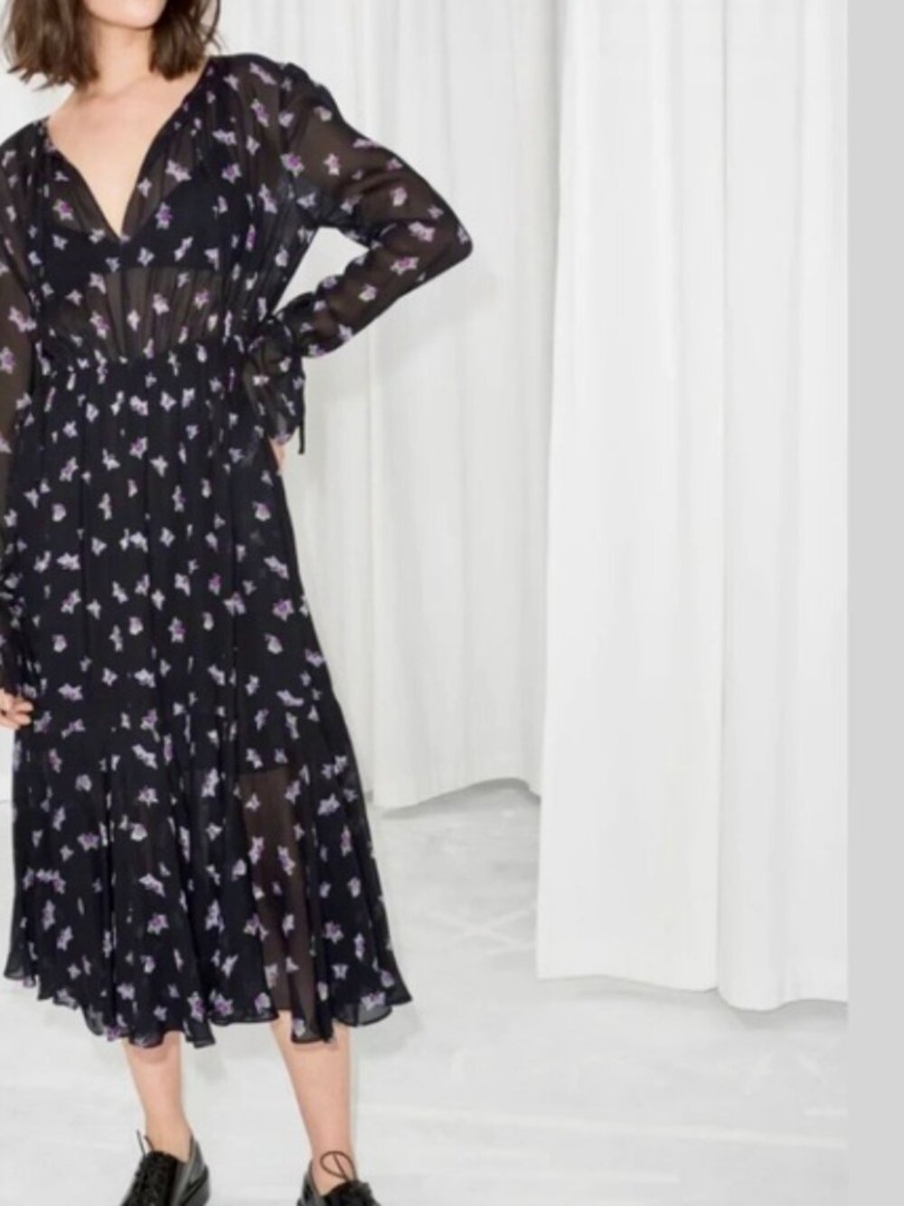 & Other Stories x Stockholm Atelier Butterfly Midi Dress Fairycore Sheer Sz 12